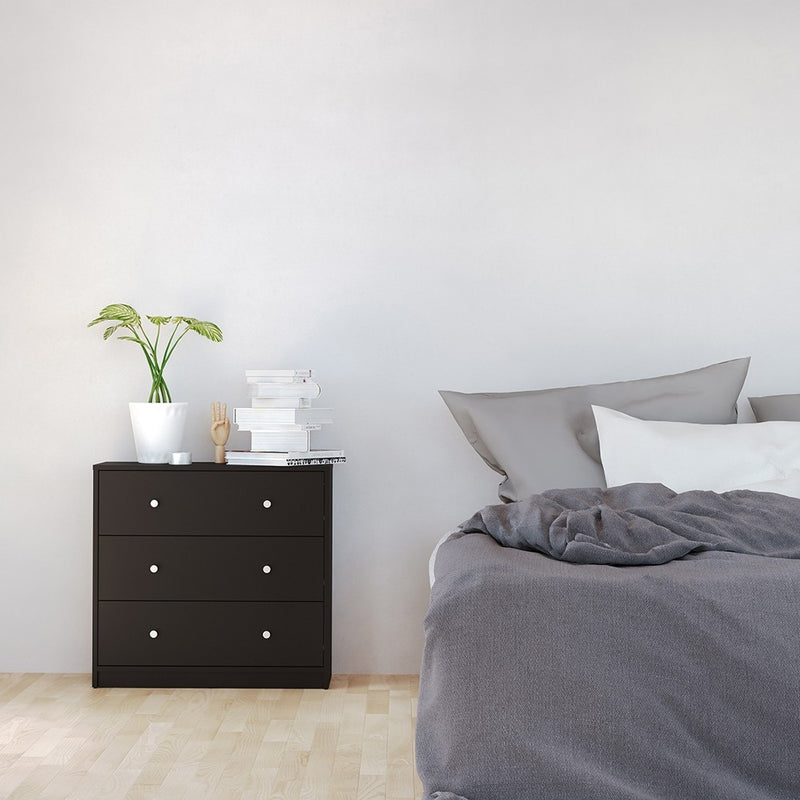 May Black Wooden 3 Chest Of Drawers by Lavishway | Chest Of Drawers-41147