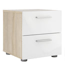 Pepe Oak & White High Gloss Bedside Table by Lavishway | Bedside Tables-29271