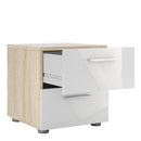 Pepe Oak & White High Gloss Bedside Table by Lavishway | Bedside Tables-29272