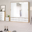 Pepe Oak & White High Gloss Bedside Table by Lavishway | Bedside Tables-29275