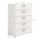 Pepe White 5 Drawers Modern Chest Of Drawers by Lavishway | Chest Of Drawers-29165