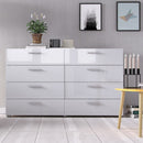 Pepe Oak & White High Gloss 8 Drawers Chest by Lavishway | Chest Of Drawers-29147