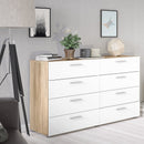 Pepe Oak & White High Gloss 8 Drawers Chest by Lavishway | Chest Of Drawers-29159