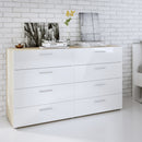 Pepe Oak & White High Gloss 8 Drawers Chest by Lavishway | Chest Of Drawers-29149