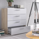 Pepe Oak & White High Gloss 4 Drawers Chest by Lavishway | Chest Of Drawers-29222