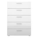 Pepe Oak & White High Gloss 5 Drawers Chest by Lavishway | Chest Of Drawers-29185