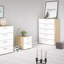 Pepe Oak & White High Gloss 5 Drawers Chest by Lavishway | Chest Of Drawers-29191
