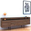 Unit 3 Doors Sideboard in Walnut & Black by Lavishway | Sideboards-41375
