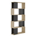 Maze Oak and Black Open Bookcase by Lavishway | Book Shelves and Cabinets-29447