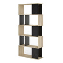Maze Oak and Black Open Bookcase by Lavishway | Book Shelves and Cabinets-29449