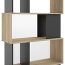 Maze Oak and Black Open Bookcase by Lavishway | Book Shelves and Cabinets-29450