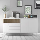 Roomers White and Oak 3 Doors Sideboard by Lavishway | Sideboards-41222