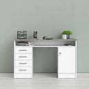 Function Plus White & Grey 4 Drawers Desk  by Lavishway | Wood Desks