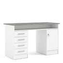 Function Plus White & Grey 4 Drawers Desk  by Lavishway | Wood Desks