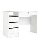 Function Plus White Wooden 4 Drawers Desk by Lavishway | Wood Desks