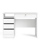 Function Plus White Wooden 4 Drawers Desk by Lavishway | Wood Desks