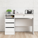 Function Plus White Wooden 4 Drawers Desk by Lavishway | Wood Desks