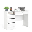 Function Plus White Wooden 4 Drawers Desk by Lavishway | Wood Desks