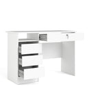 Function Plus White Wooden 4 Drawers Desk by Lavishway | Wood Desks