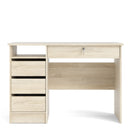 Function Plus Oak Finish Wood 4 Drawers Desk