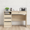 Function Plus Oak Finish Wood 4 Drawers Desk