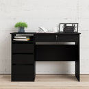 Function Plus Black Wooden 4 Drawers Desk