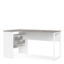 Function White & Grey 2 Drawers Corner Desk