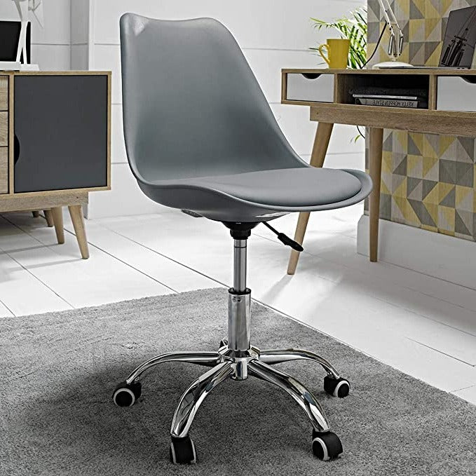 Orsen Grey Comfy Swivel Office Chair by Lavishway | Faux Chairs-35737