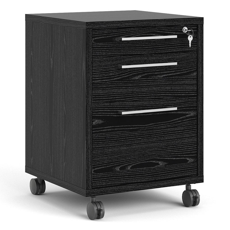 Prima Black Woodgrain Pedestal Filing Cabinet by Lavishway | Filing Cabinets-34556