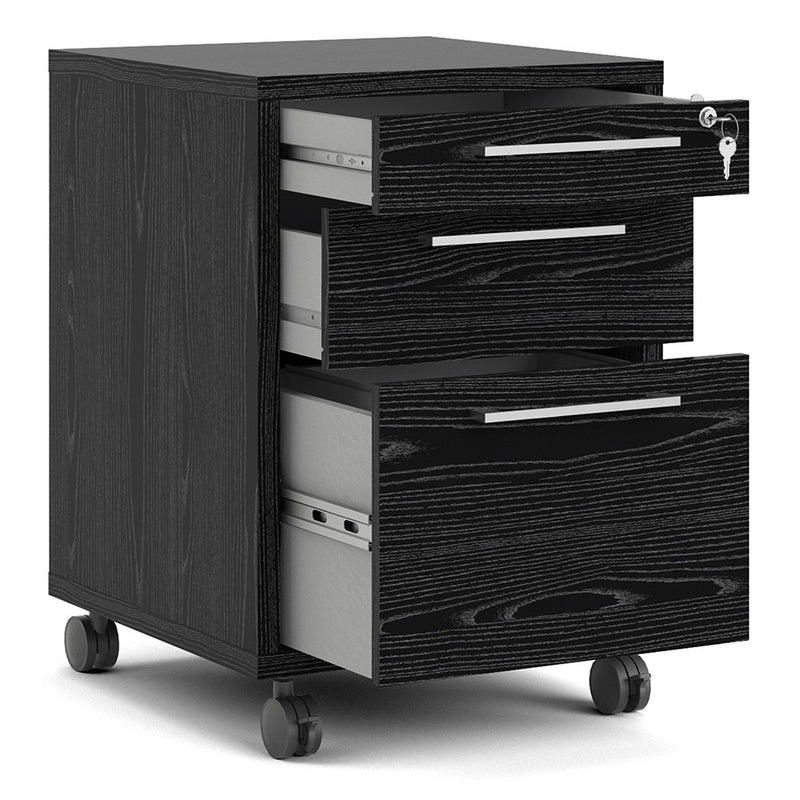 Prima Black Woodgrain Pedestal Filing Cabinet by Lavishway | Filing Cabinets-34557