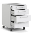 Prima 4 Drawers White Pedestal Cabinet by Lavishway | Desk Pedestals-34587