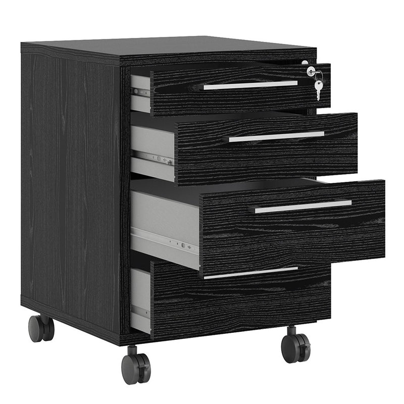 Prima Black Woodgrain Pedestal Cabinet by Lavishway | Filing Cabinets-34576