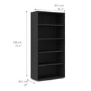 Prima Woodgrain 4 Shelves Black Bookcase by Lavishway | Book Shelves and Cabinets-34614