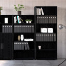 Prima Woodgrain 4 Shelves Black Bookcase by Lavishway | Book Shelves and Cabinets-34616