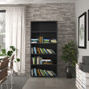 Prima Woodgrain 4 Shelves Black Bookcase by Lavishway | Book Shelves and Cabinets-34606
