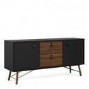 Ry Matt Black and Walnut 2 Door Sideboard by Lavishway | Sideboards-41215