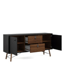 Ry Matt Black and Walnut 2 Door Sideboard by Lavishway | Sideboards-41216