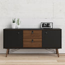 Ry Matt Black and Walnut 2 Door Sideboard by Lavishway | Sideboards-41213