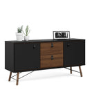 Ry Matt Black and Walnut 2 Door Sideboard by Lavishway | Sideboards-41217