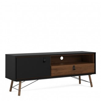 Ry Matt Black and Walnut TV Unit by Lavishway | TV Units Cabinets-41240