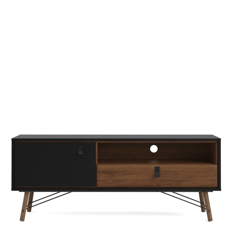 Ry Matt Black and Walnut TV Unit by Lavishway | TV Units Cabinets-41241