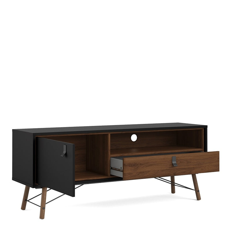 Ry Matt Black and Walnut TV Unit by Lavishway | TV Units Cabinets-41239