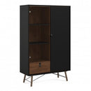 Ry Matt Black and Walnut Display Cabinet by Lavishway | Display Cabinets-41273