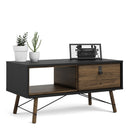 Ry Matt Black and Walnut Coffee Table by Lavishway | Coffee Tables-41308