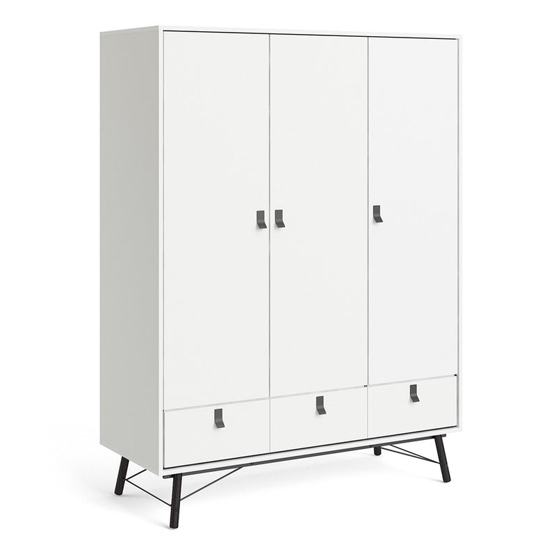 Ry 2 Doors and 3 Drawers Matt White Wardrobe by Lavishway | Wardrobe-34704