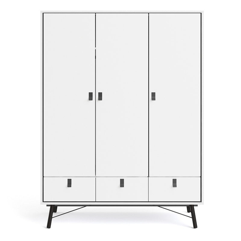 Ry 2 Doors and 3 Drawers Matt White Wardrobe by Lavishway | Wardrobe-34705