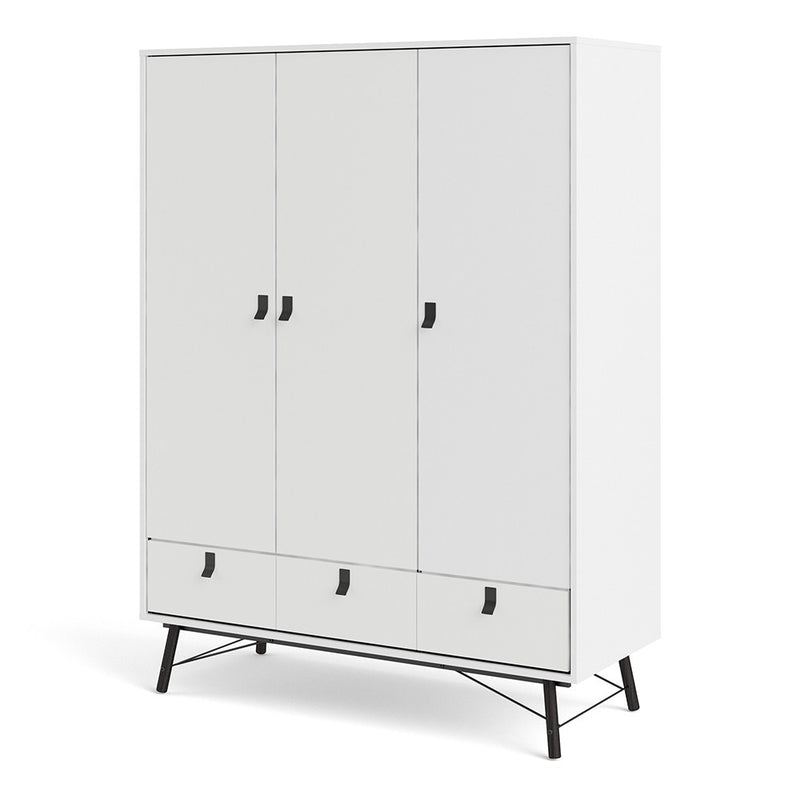 Ry 2 Doors and 3 Drawers Matt White Wardrobe by Lavishway | Wardrobe-34706