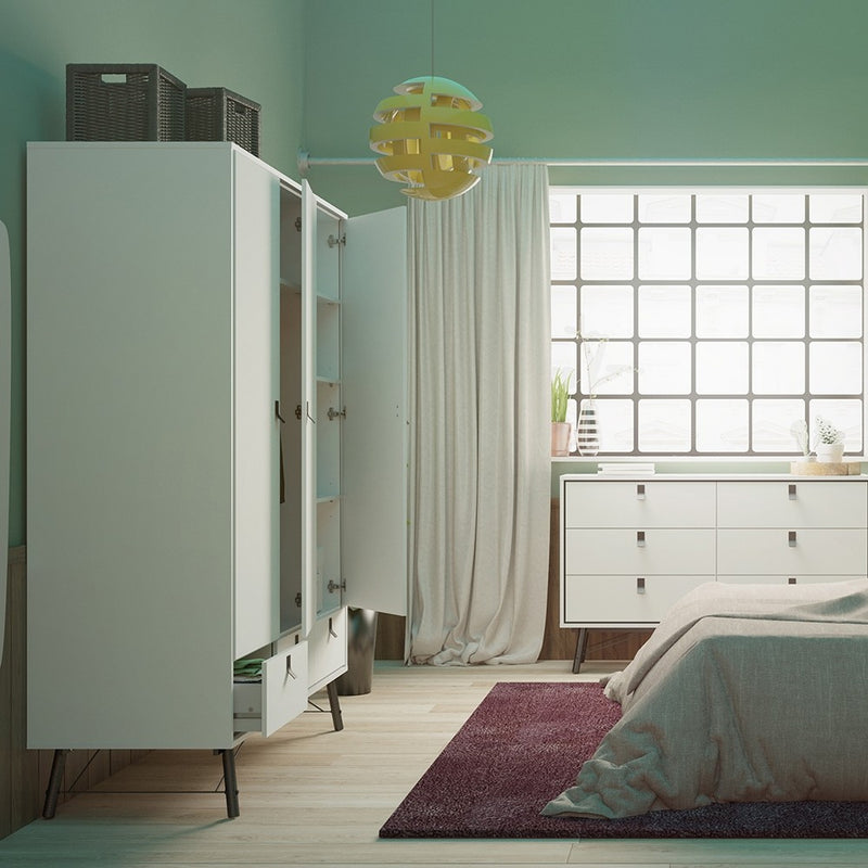 Ry 2 Doors and 3 Drawers Matt White Wardrobe by Lavishway | Wardrobe-34711