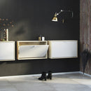 One Tilting Oak & White Door Shoe Cabinet by Lavishway | Shoe Cabinets-42281