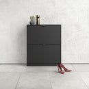 Shoes Matt Black 2 Tilting Doors Shoe Cabinet by Lavishway | Shoe Cabinets-34806